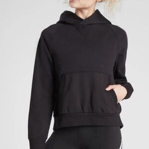 Athleta Moonrise Black 100% Cotton Open-Back Hoodie